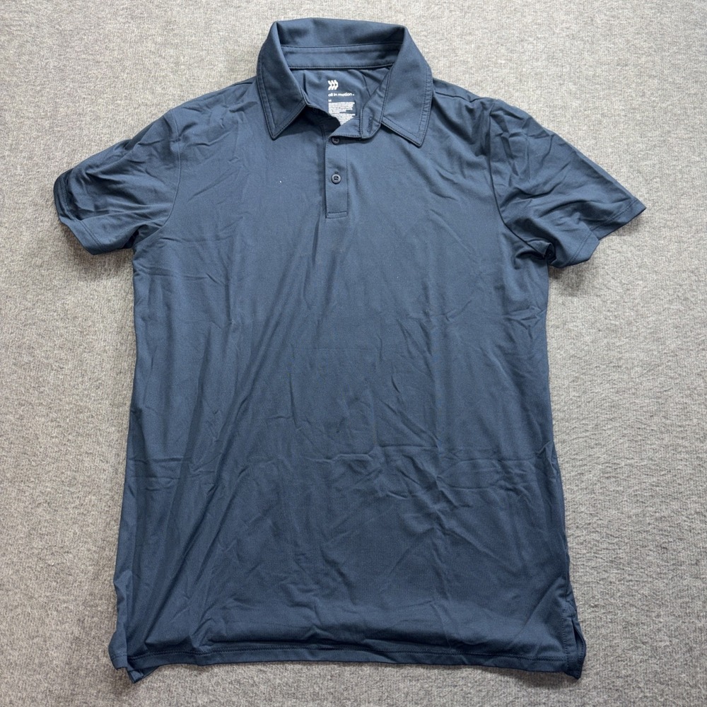 All In‎ Motion Men's Medium Polo Short Sleeve Blue Athletic